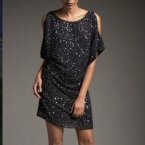Aidan‎ Mattox Black Sequin Cold Shoulder Cocktail Party Dress Size 2